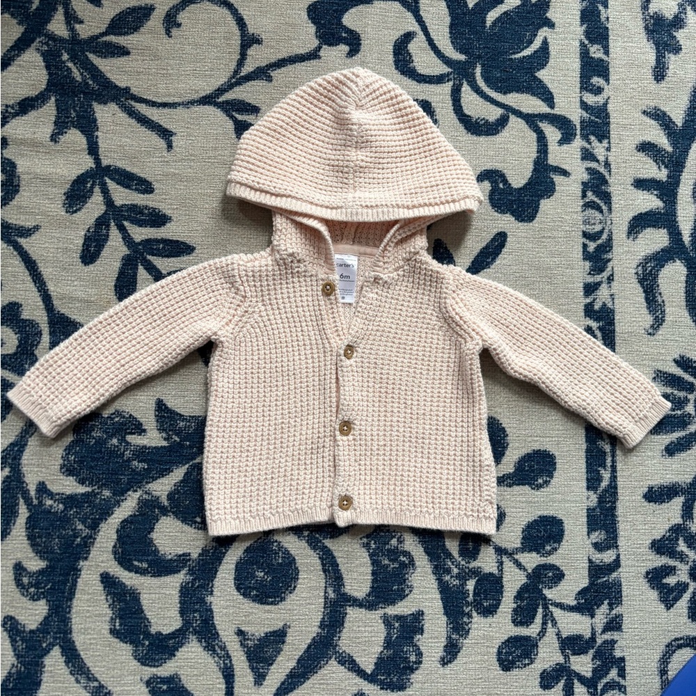 Cozy baby pink Knit Hooded Cardigan